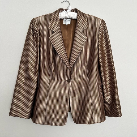 Vintage Armani Norma Della Legge Woven Gold Blazer Jacket Size‎ small Medium - Picture 1 of 10